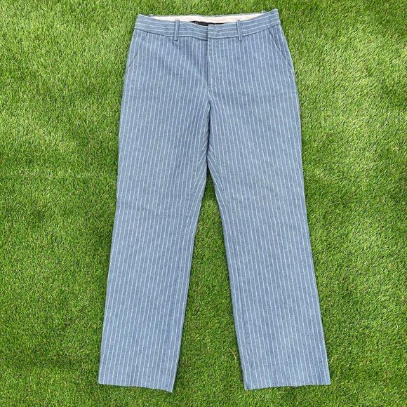 Marc Jacobs Women's Blue Pinstripe Twill Linen Trousers Size 8 - Picture 1 of 7